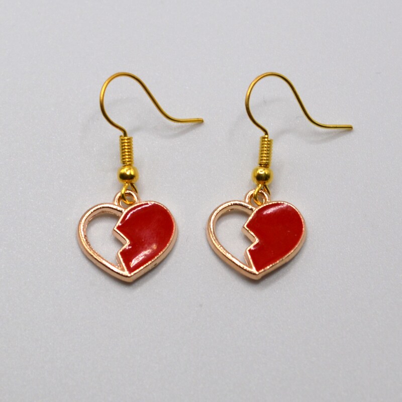 Red Heart with Cutout Earrings